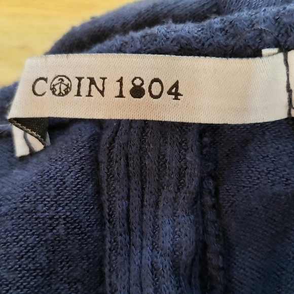 Coin 1804 M Sleeveless Knit Tank Top Navy Button Back Detail Relaxed Fit Stretch - Picture 7 of 10
